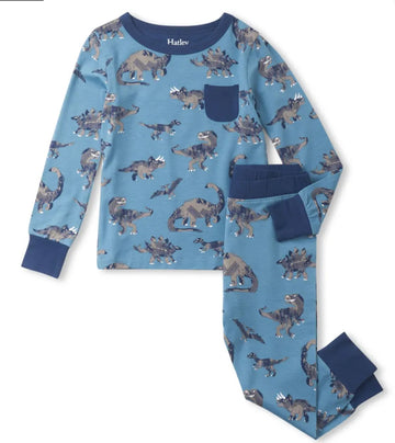 Hatley Broken Dino Stamp Bamboo Pajama Set